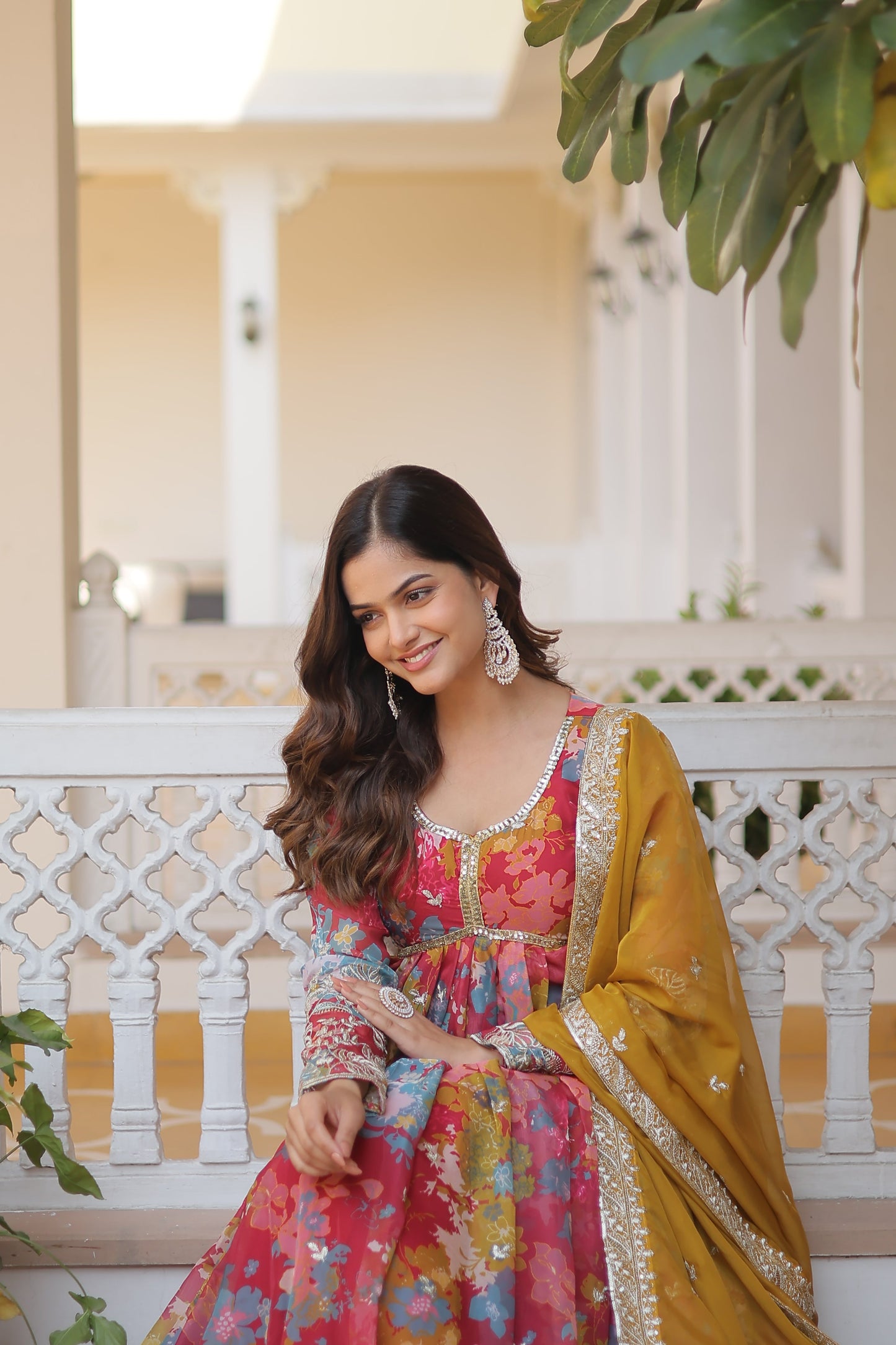 LIGHT PINK DIGITAL PRINTED RUSSIAN SILK WITH EMBROIDERY ZARI SEQUINS-WORK GOWN