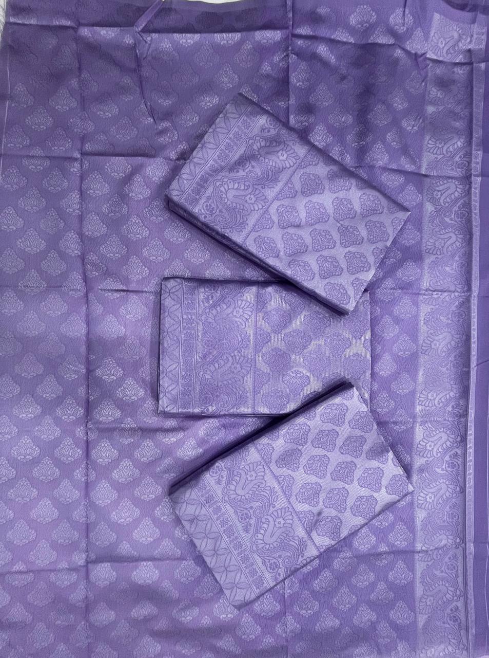 Beautiful Purple Rich Pallu Saree with All-Over Jacquard Work