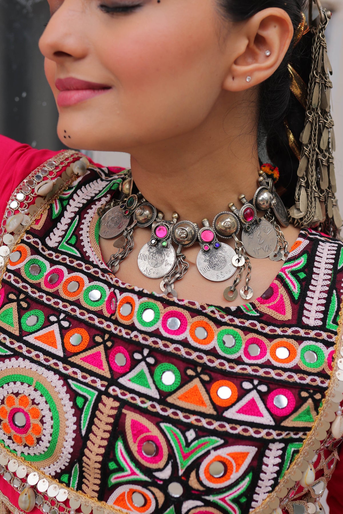 Saanchi Kutchi Pink Roman Silk Lehenga Set