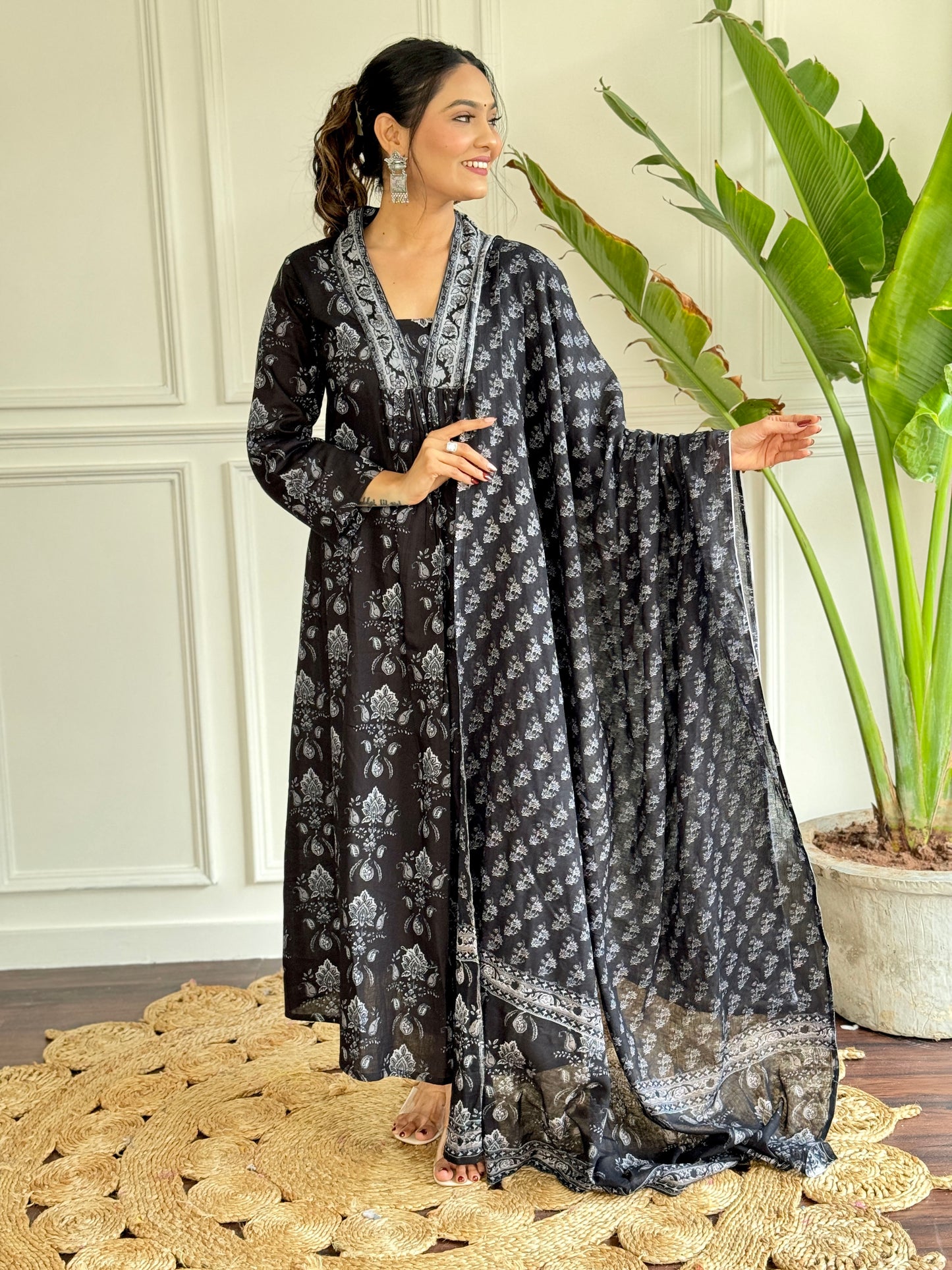 Black and Red Regal Elegance Kurta Set