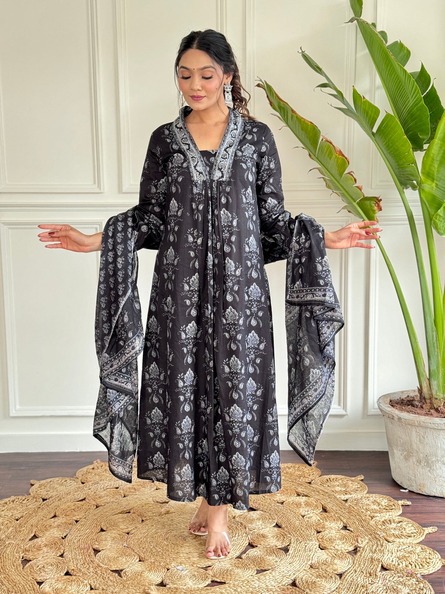 Black and Red Regal Elegance Kurta Set