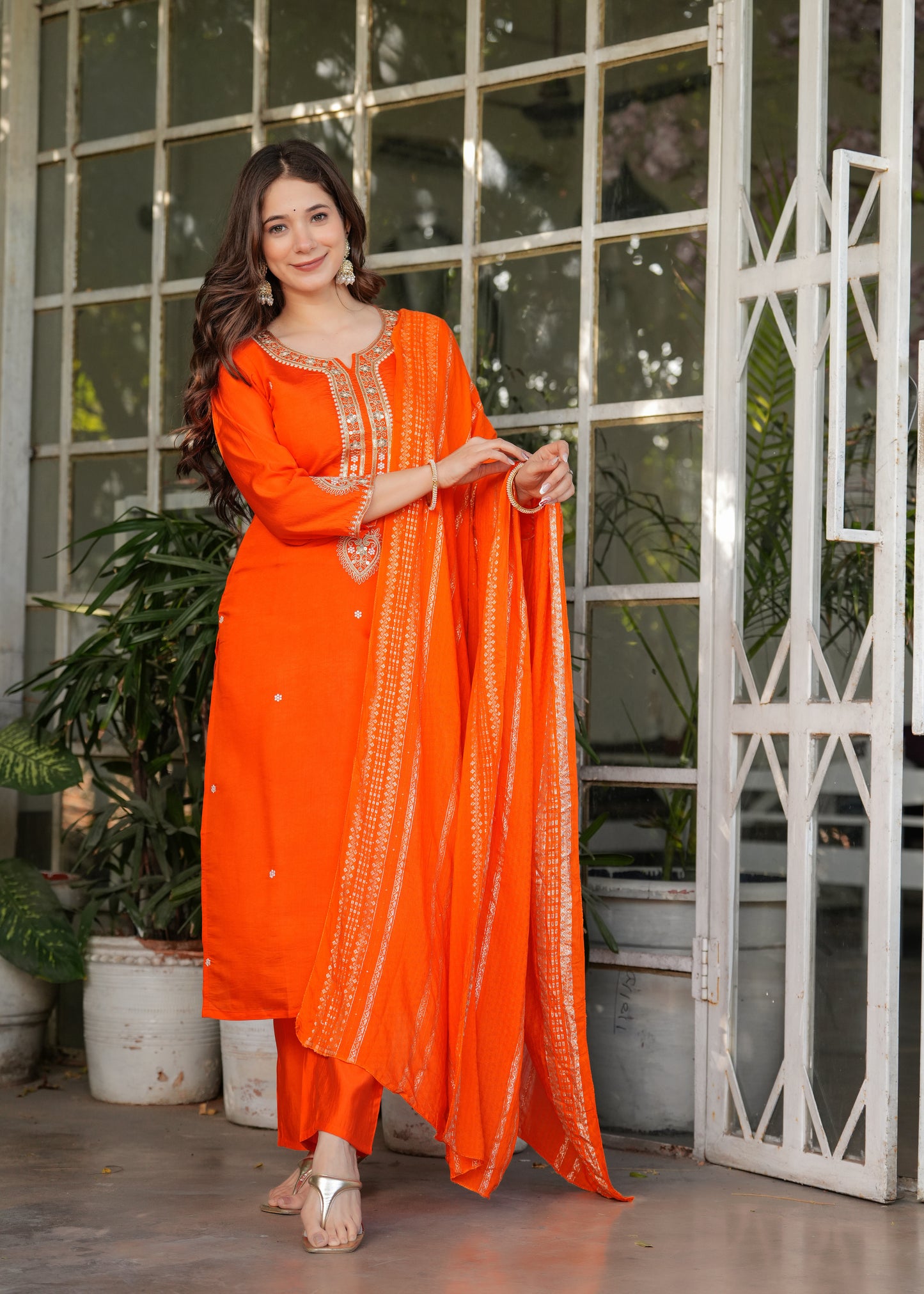 Orange Allure Stylish Kurta Set