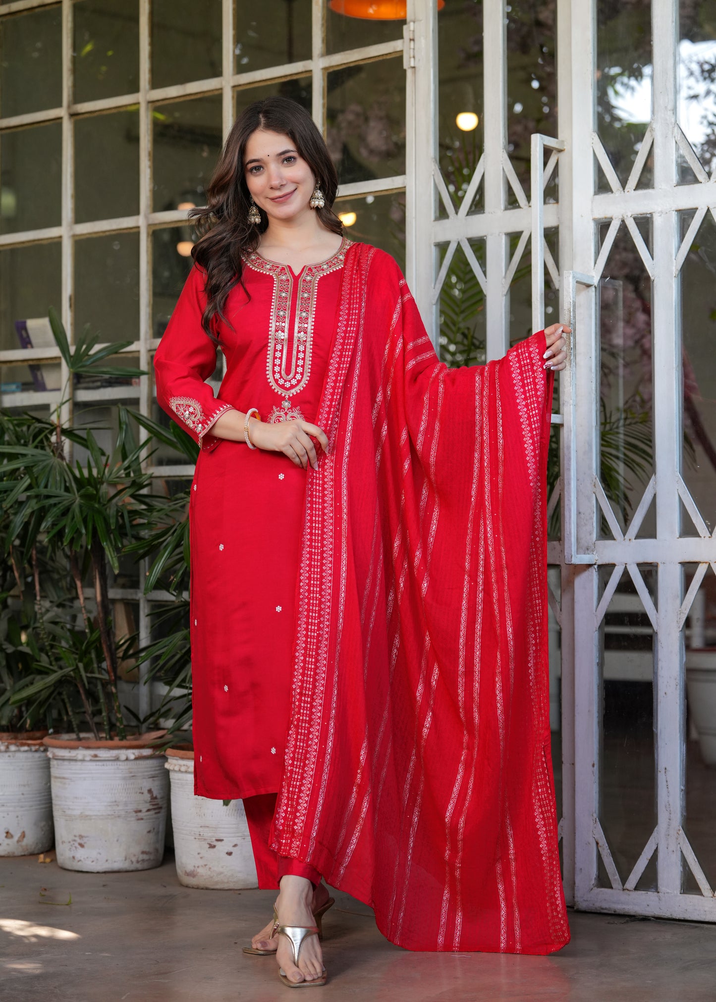 Red Timeless Charm Kurta Set