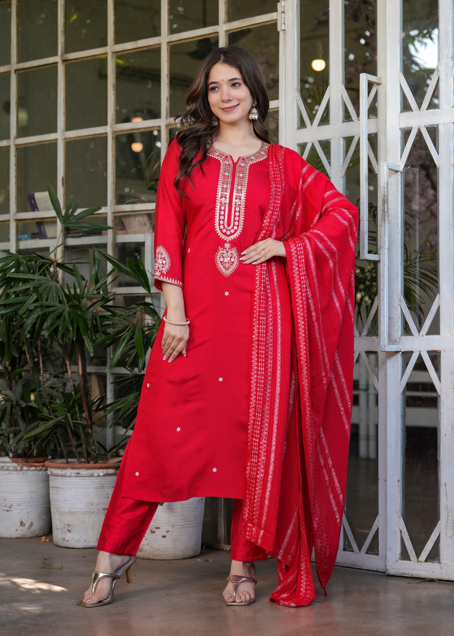 Red Timeless Charm Kurta Set