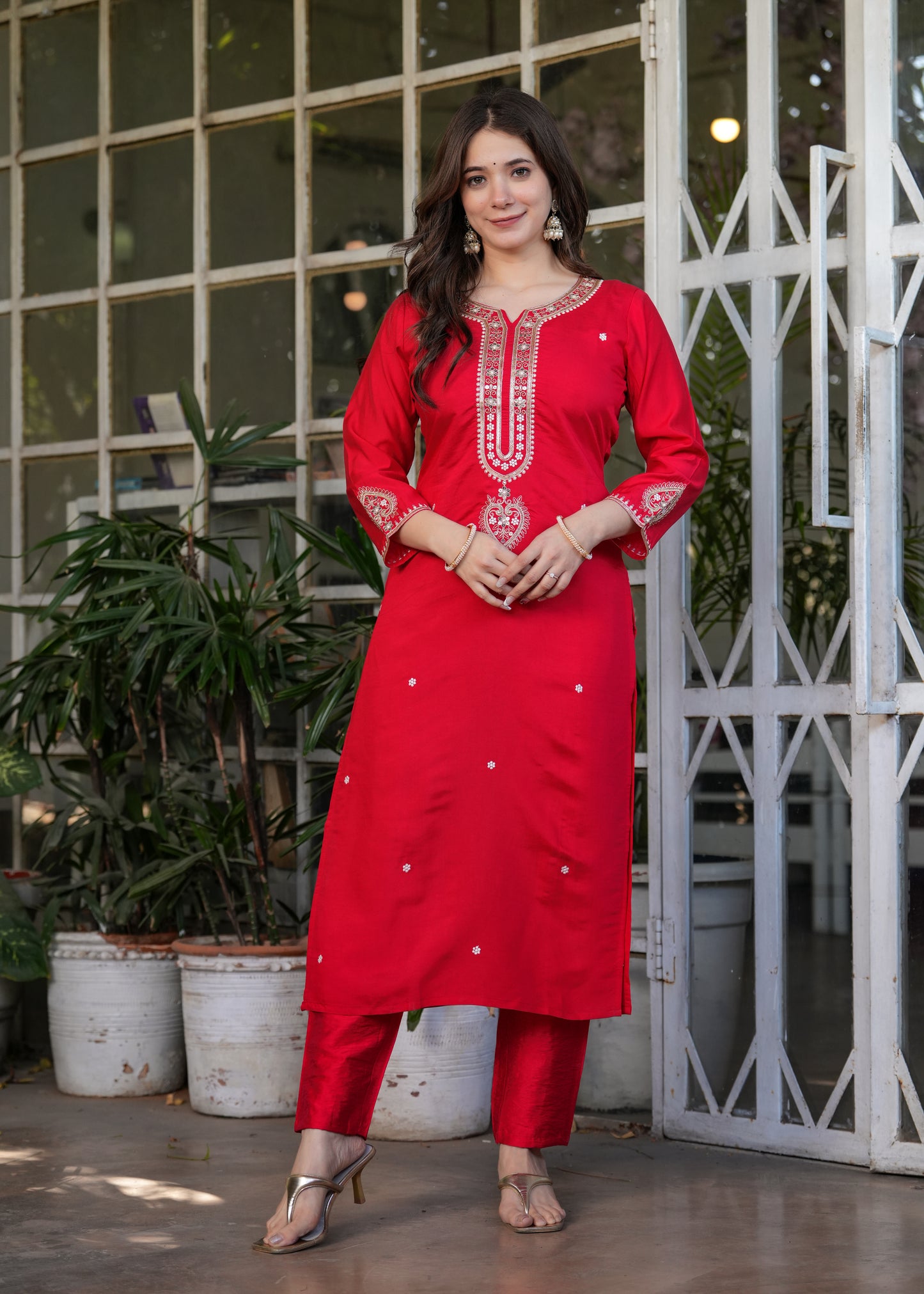 Red Timeless Charm Kurta Set