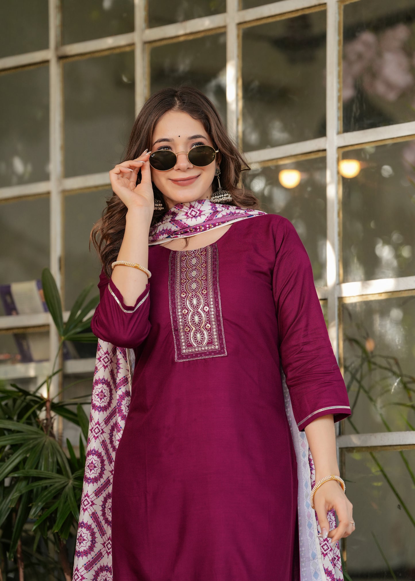 Maroon Contemporary Kurta Set