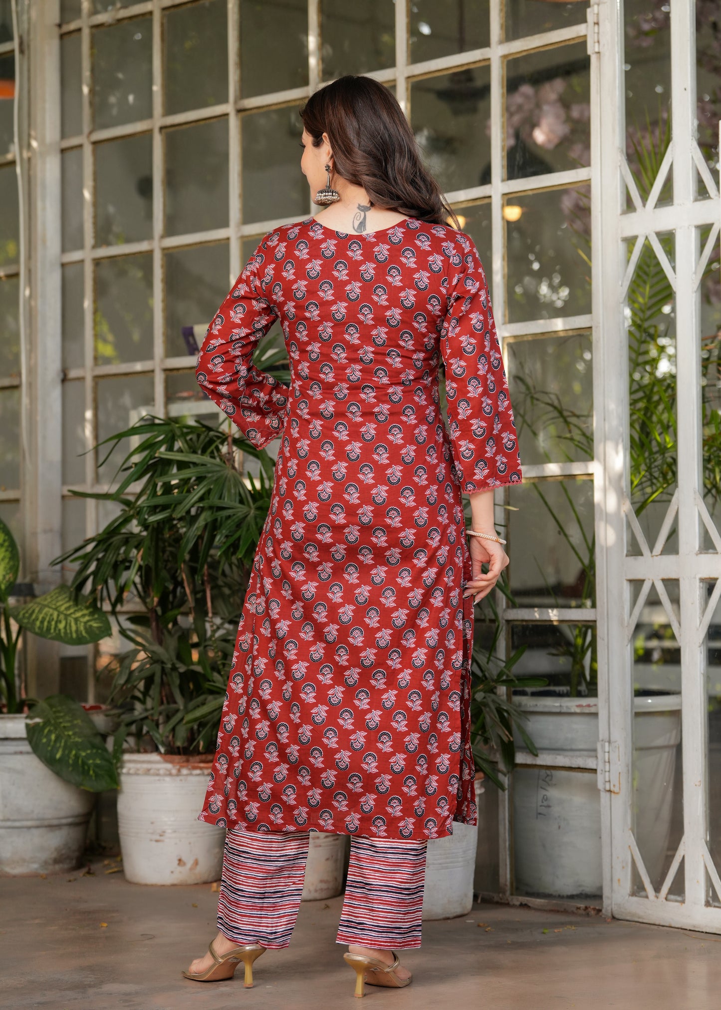 Red with Navy Radiant Kurta Set