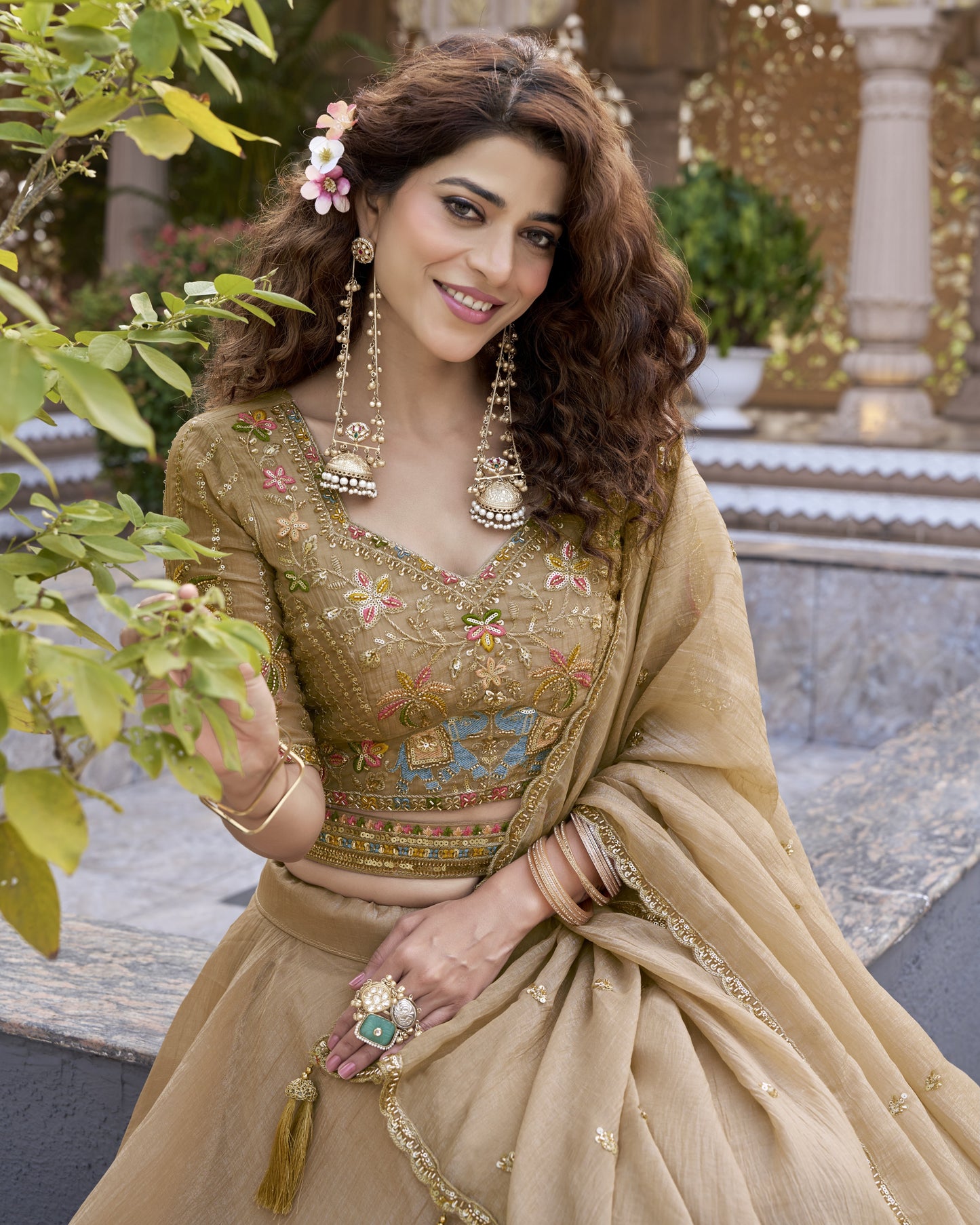 unlit Splendor Ethereal Gold Lehenga Set