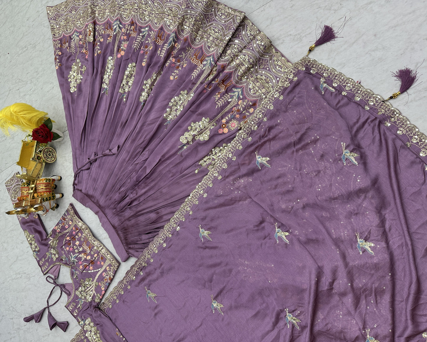 Lilac Dreams Silver Embroidered Bridal Lehenga Set