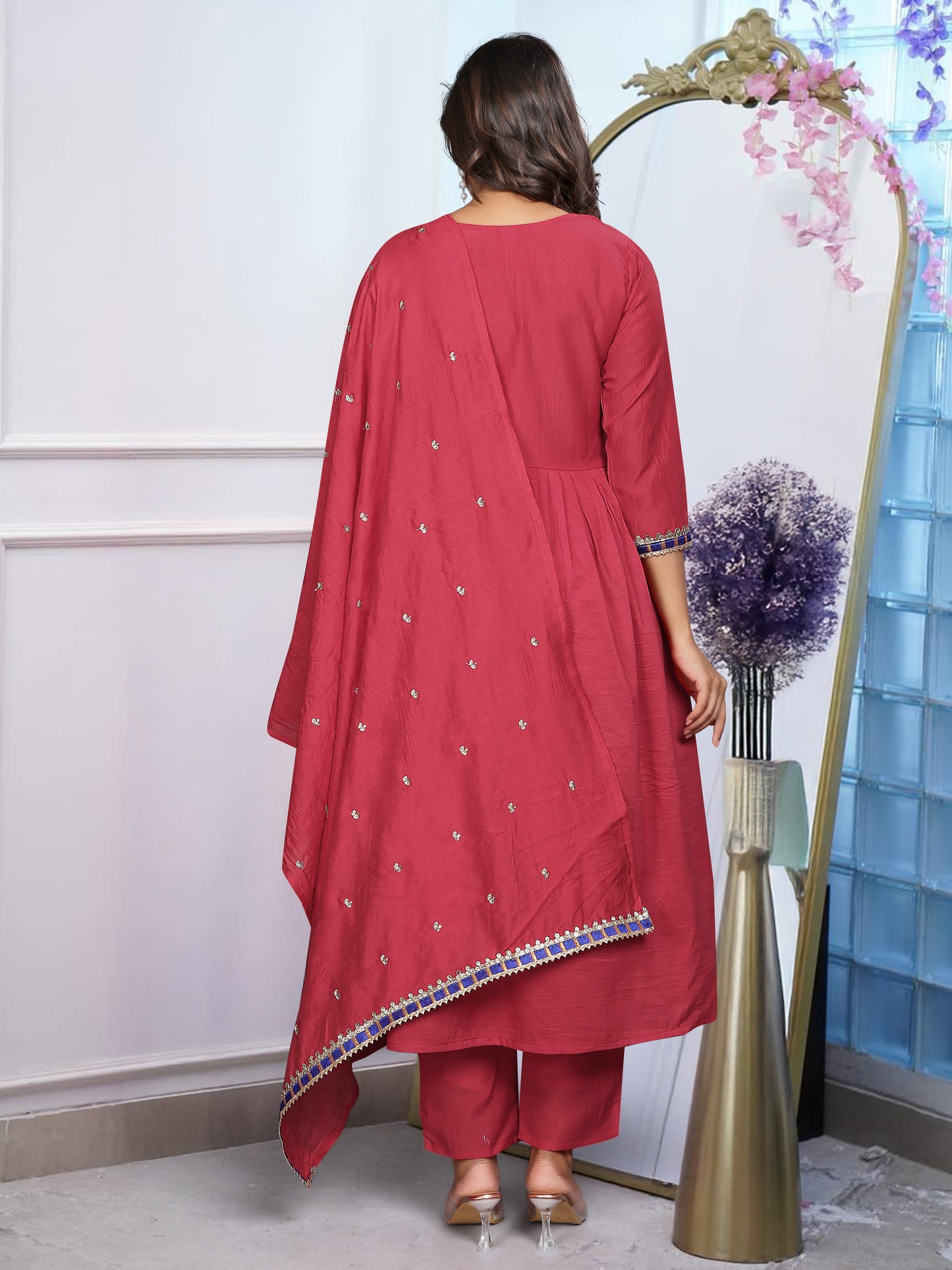 Morlo Maroon Deep Sea Beautiful Dress