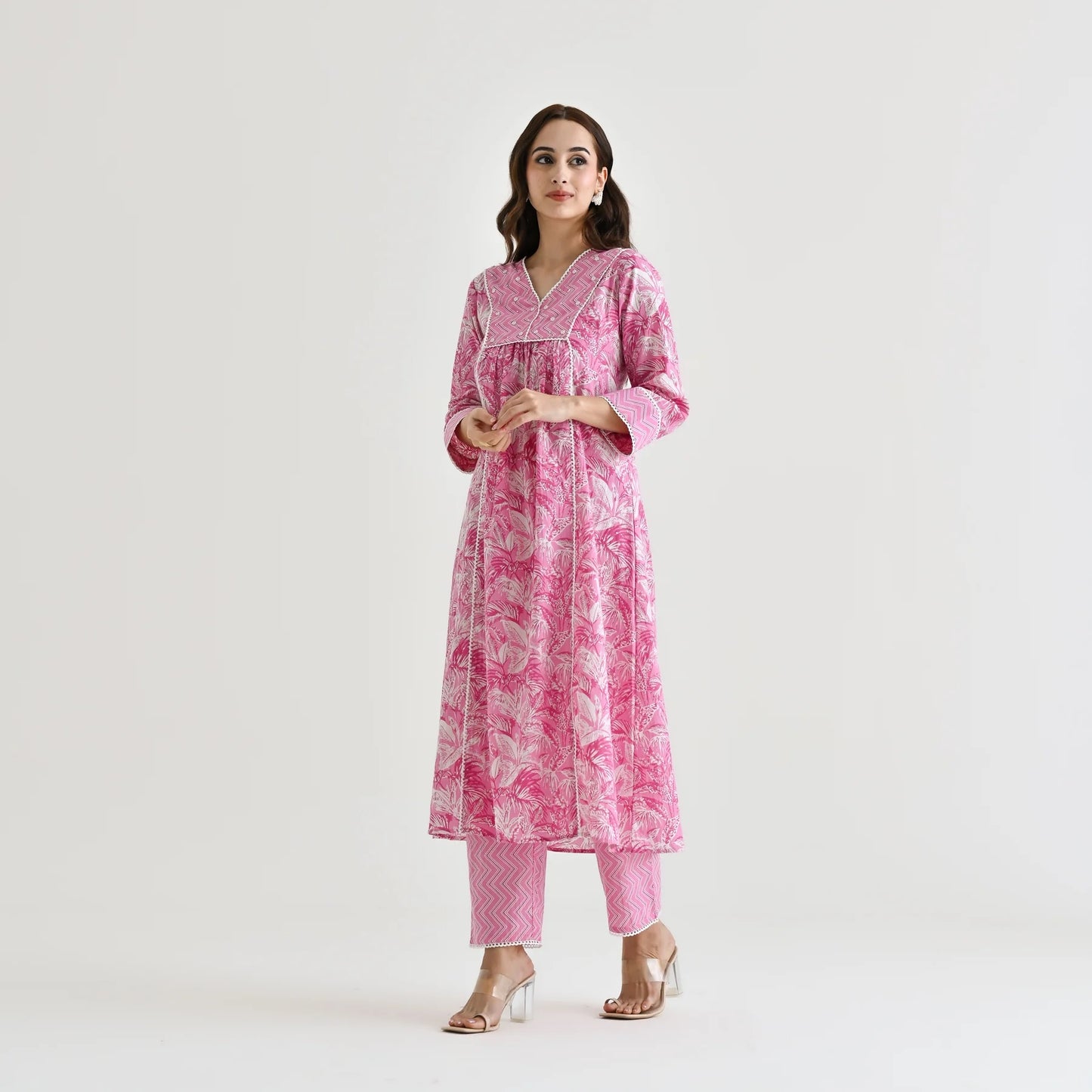 Moti Pink Delicate Lace Dress