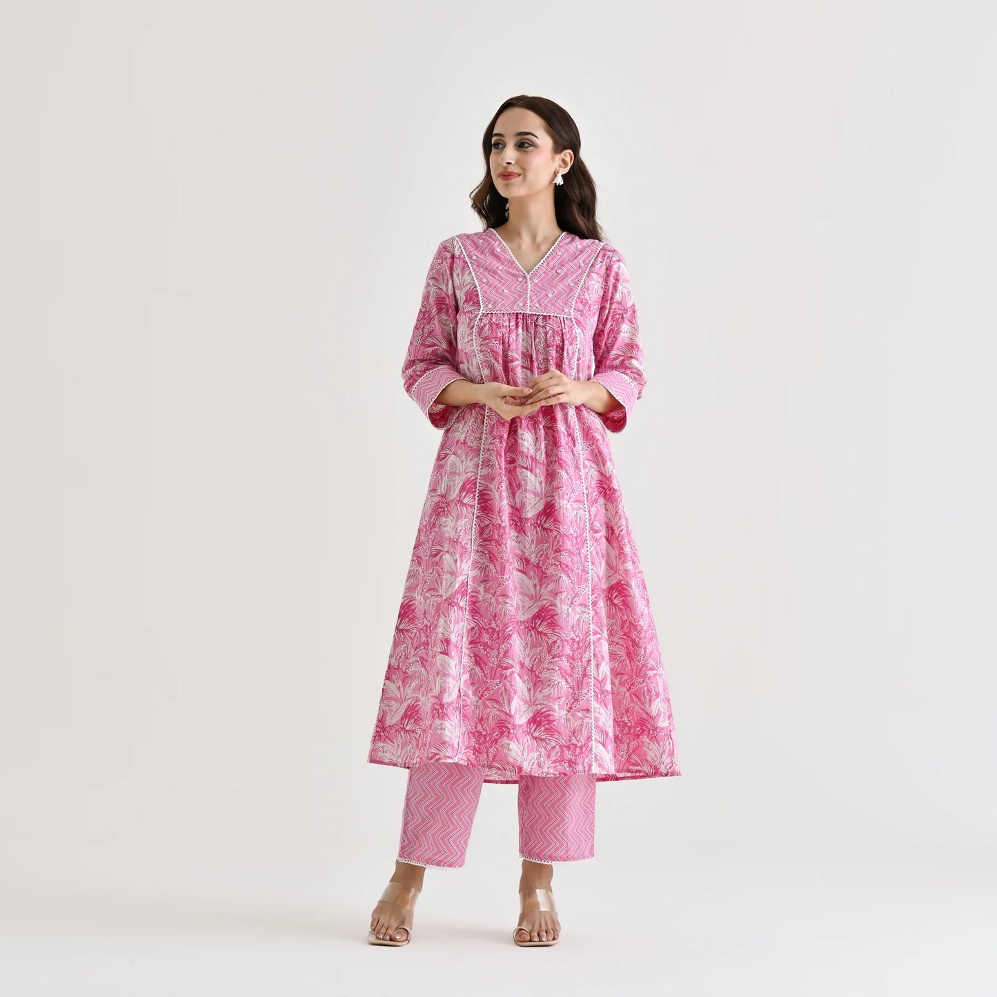 Moti Pink Delicate Lace Dress