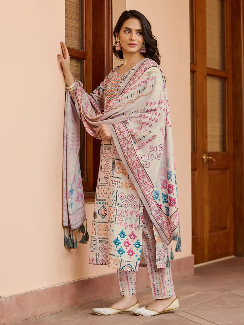 Reha Cream Elegant Dinner Dress