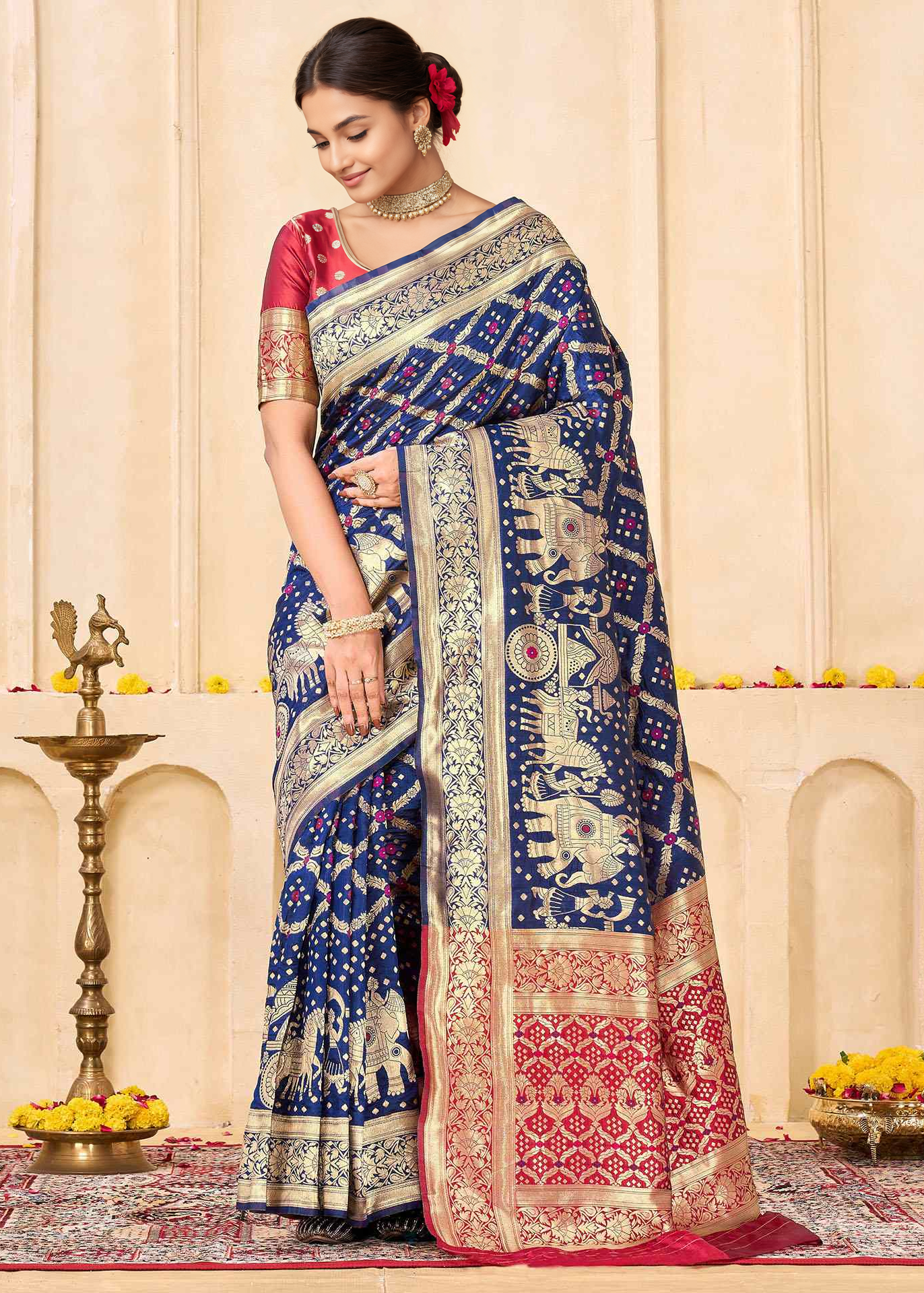 Regal Midnight Eleora Banarasi Silk Saree