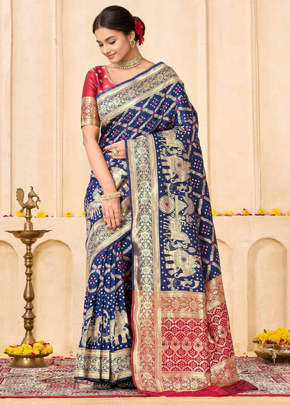 Regal Midnight Eleora Banarasi Silk Saree