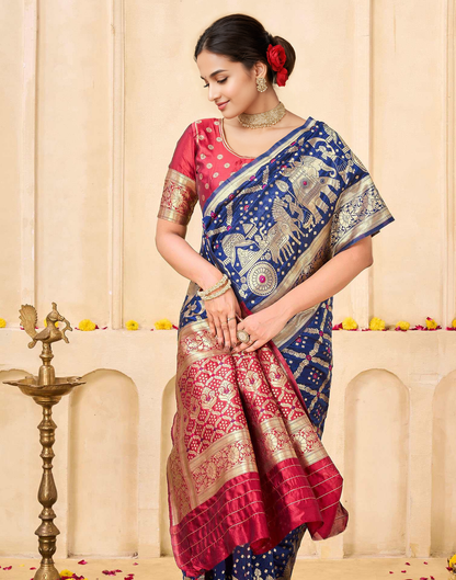 Regal Midnight Eleora Banarasi Silk Saree