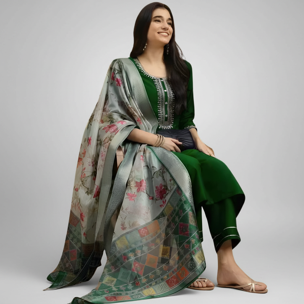 Emerald Green Straight Kurta Set
