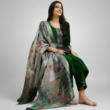 Emerald Green Straight Kurta Set