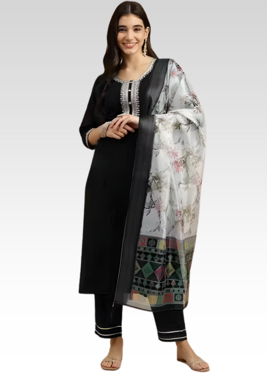 Black Straight Kurta Set