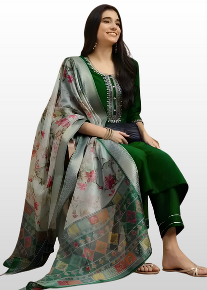 Emerald Green Straight Kurta Set