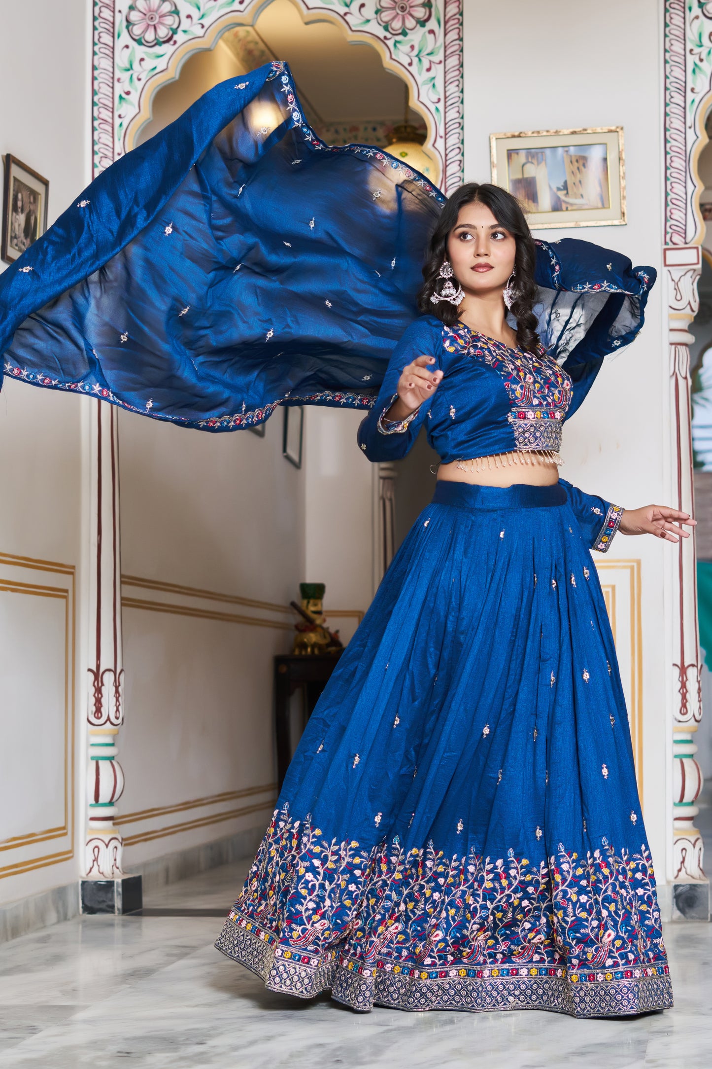 Neelanjali Deep Royal Blue Lehenga Choli Set