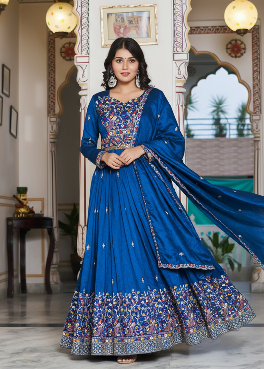 Neelanjali Deep Royal Blue Lehenga Choli Set