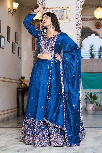 Neelanjali Deep Royal Blue Lehenga Choli Set