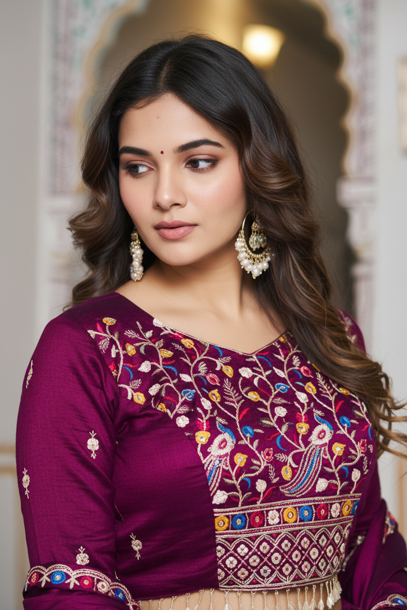 Rangraaga Wine Royale Lehenga Choli Set