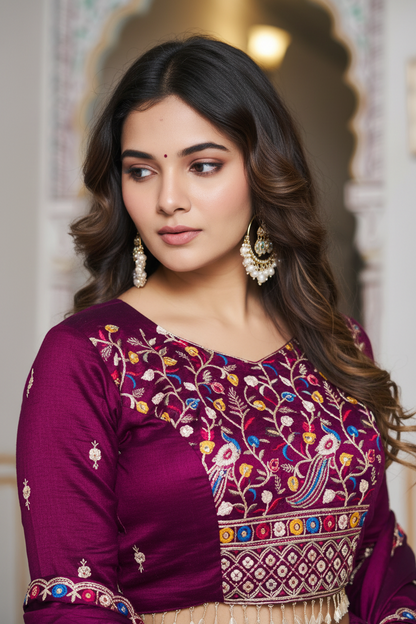 Rangraaga Wine Royale Lehenga Choli Set