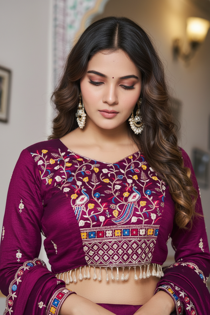 Rangraaga Wine Royale Lehenga Choli Set