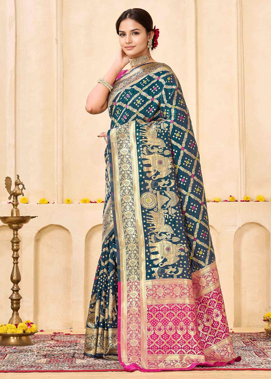 Regal Emerald Banarasi Silk Woven Saree