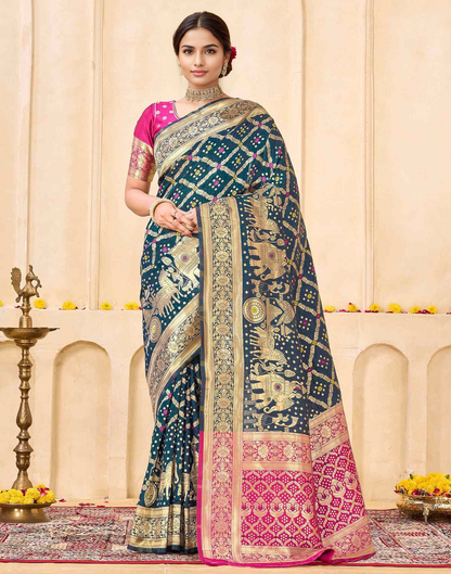 Regal Emerald Banarasi Silk Woven Saree
