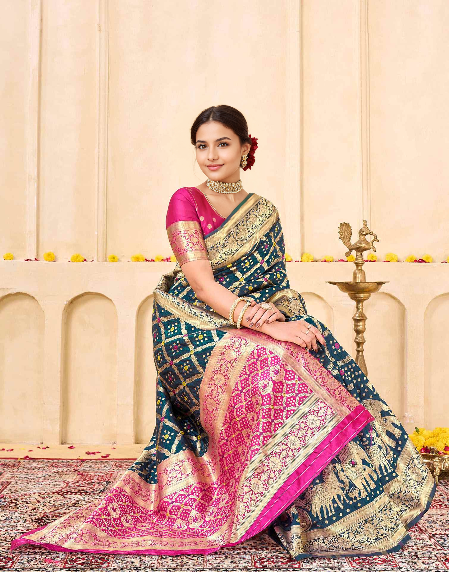 Regal Emerald Banarasi Silk Woven Saree