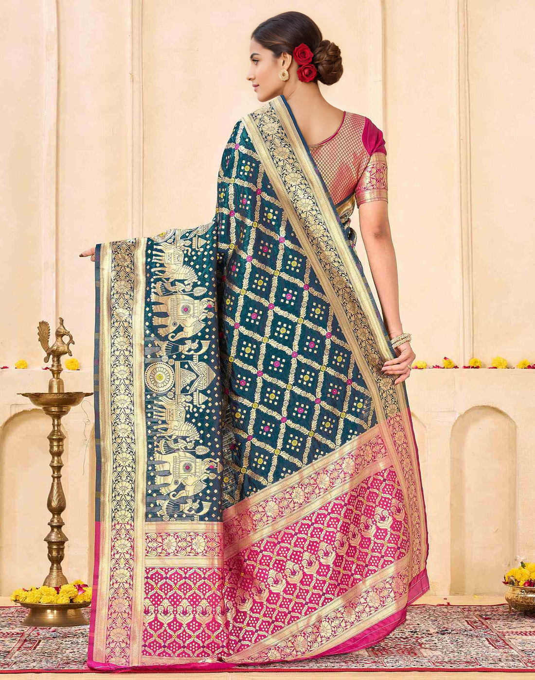 Regal Emerald Banarasi Silk Woven Saree