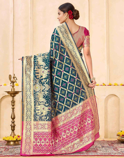 Regal Emerald Banarasi Silk Woven Saree