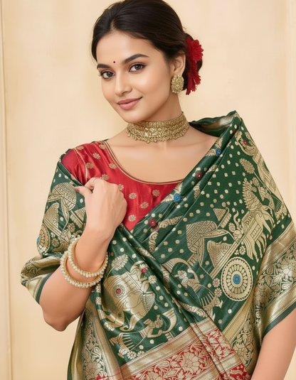 Emerald Royal Banarasi Woven Silk Saree