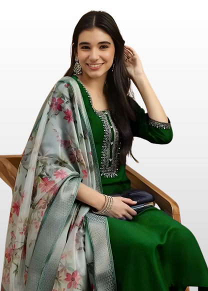 Emerald Green Straight Kurta Set