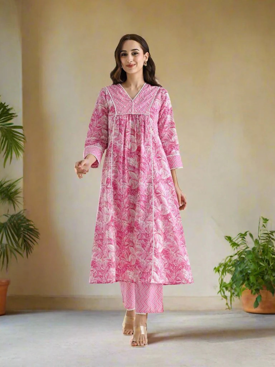 Moti Pink Delicate Lace Dress