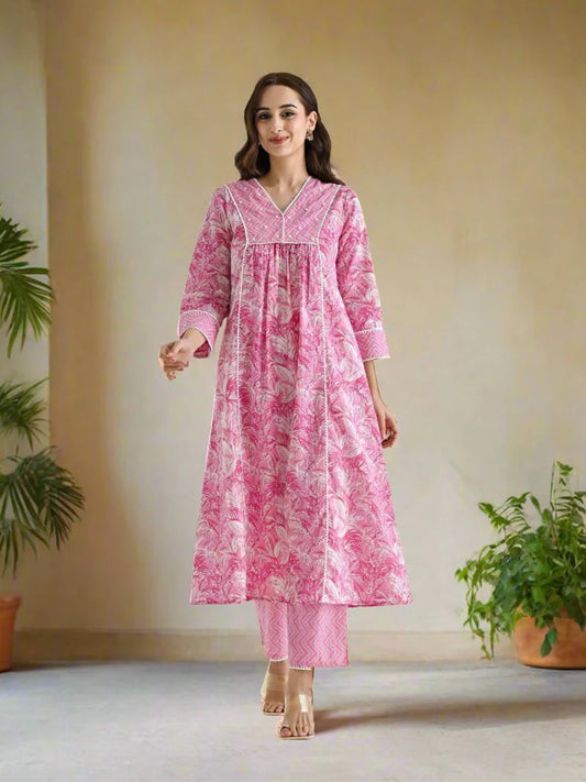 Moti Pink Delicate Lace Dress