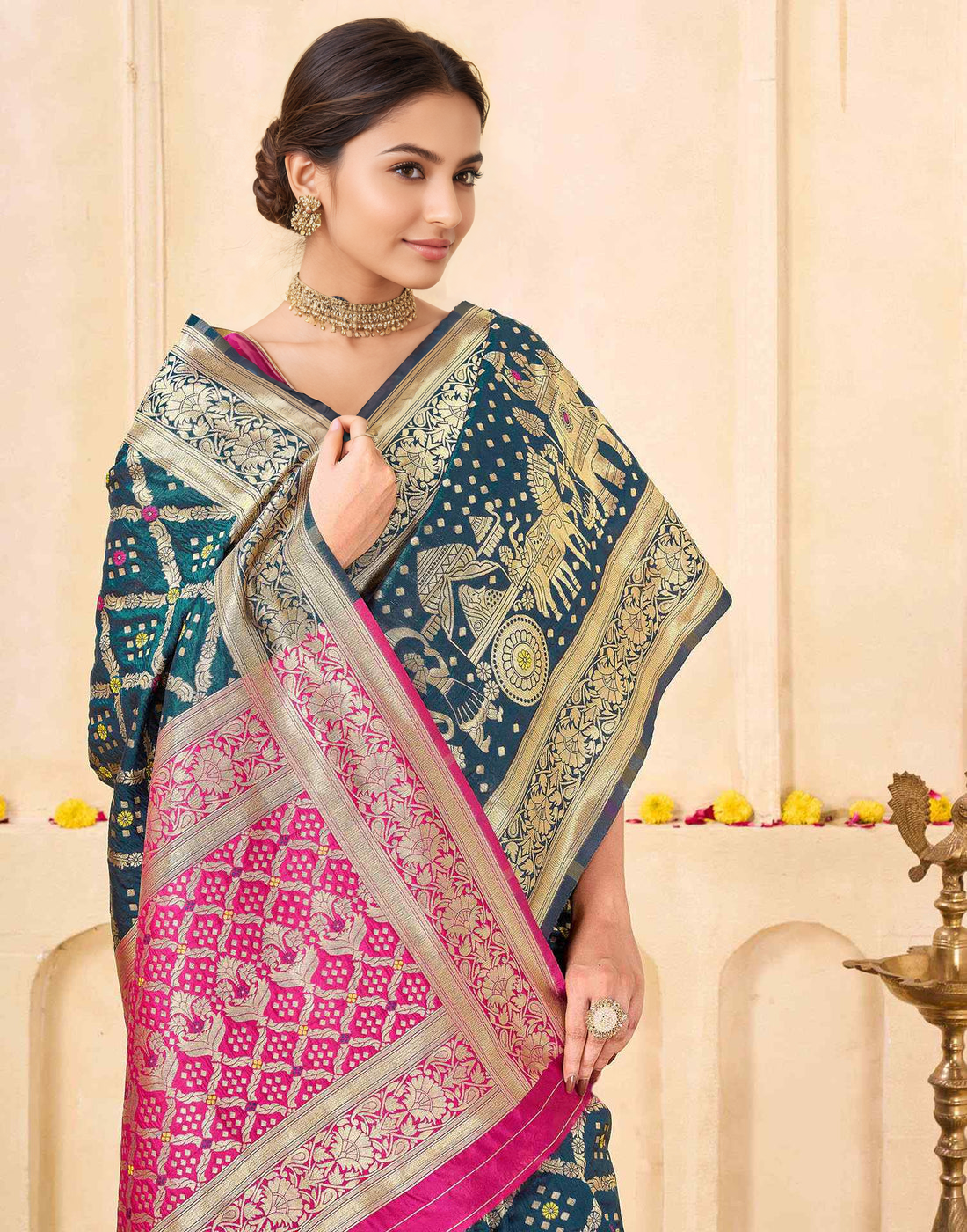 Regal Emerald Banarasi Silk Woven Saree