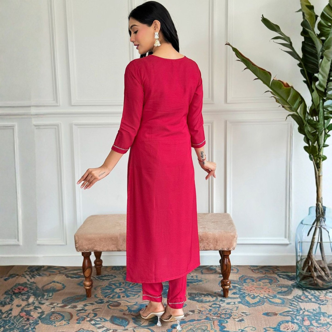 Crimson Royale Embellished Kurta Set