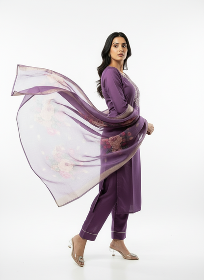 Imperial Orchid Chanderi Kurta Set