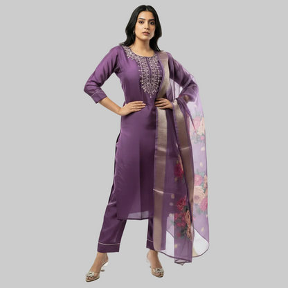 Imperial Orchid Chanderi Kurta Set