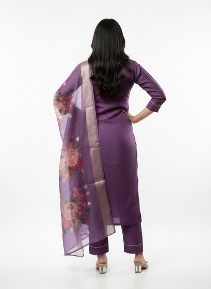 Imperial Orchid Chanderi Kurta Set