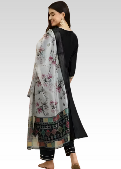 Black Straight Kurta Set