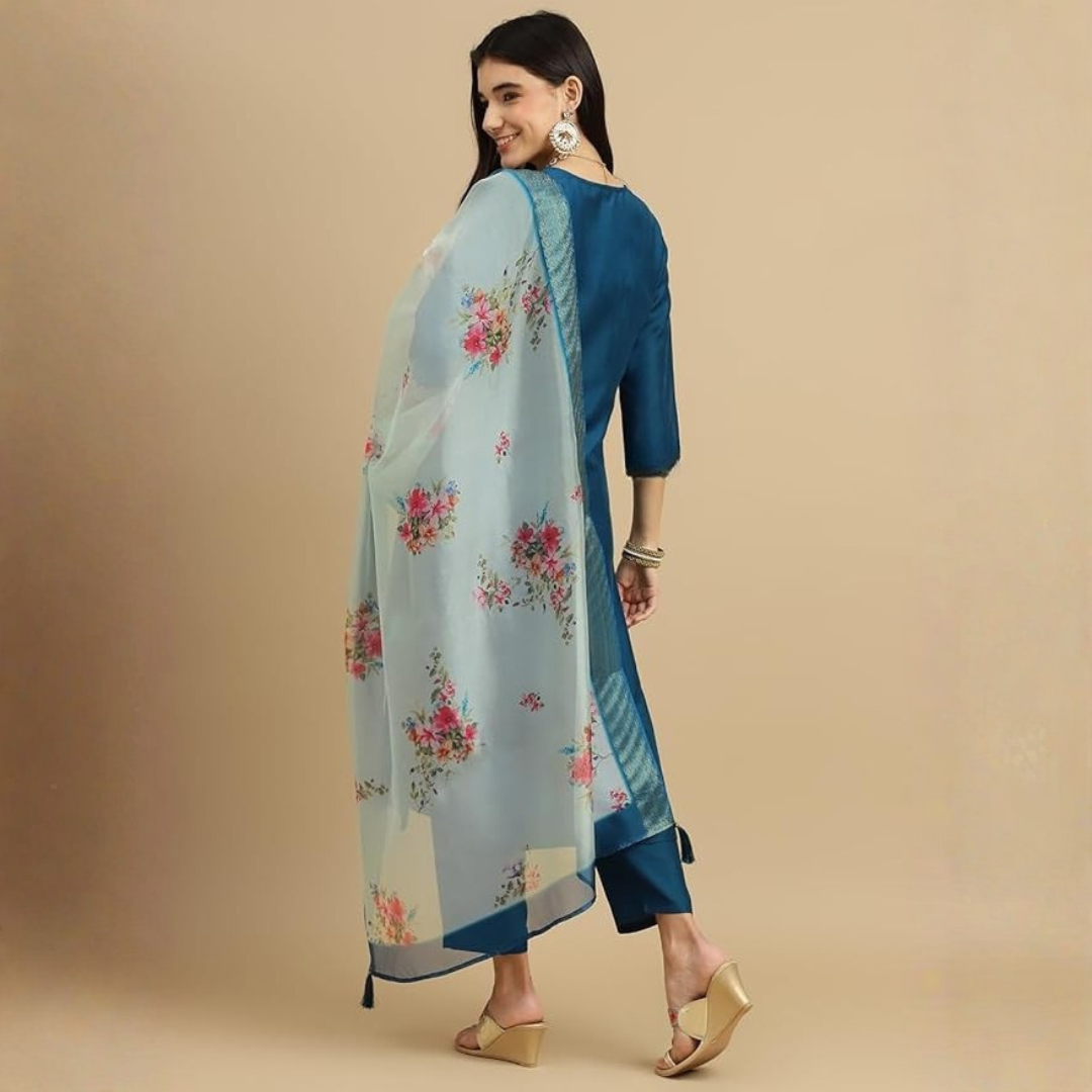 Azure Royale Chanderi Elegance Kurta Set