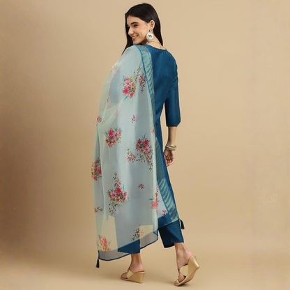 Azure Royale Chanderi Elegance Kurta Set