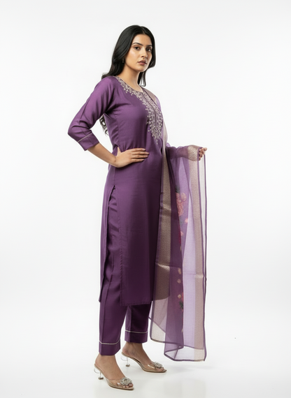 Imperial Orchid Chanderi Kurta Set