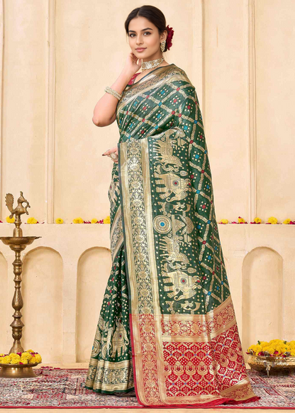 Emerald Royal Banarasi Woven Silk Saree