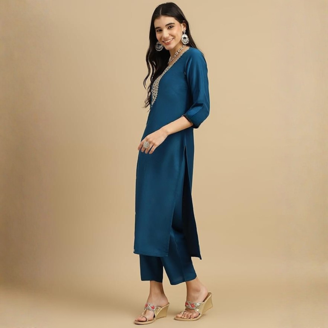 Azure Royale Chanderi Elegance Kurta Set
